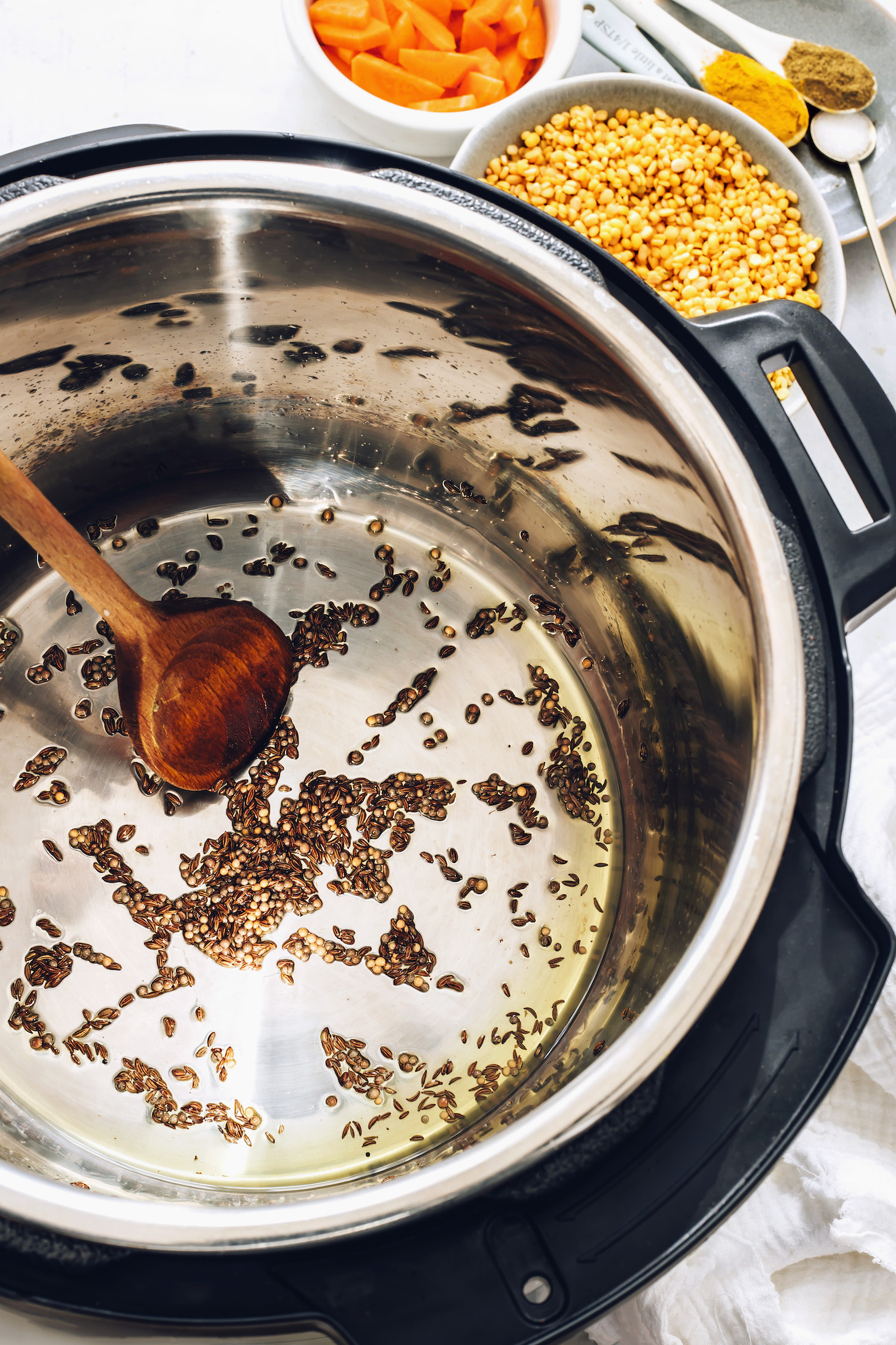Toasted cumin seeds and mustard seeds