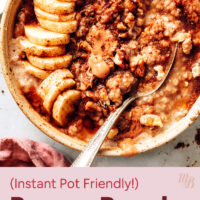 Bowl of steel cut oats with banana and nuts