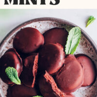 Bowl of homemade vegan gluten-free thin mint cookies