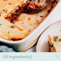 Baking pan of vegan moussaka