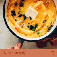 Bowl and pan of our Easy Vegan Polenta recipe