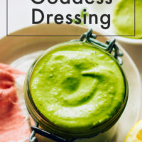Jar of homemade green goddess dressing