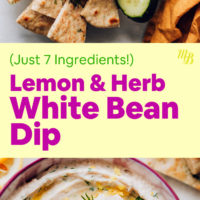 Bowls of lemon and herb white bean dip