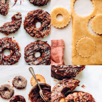 Photos of the process of making our vegan gluten-free Samoa Cookies