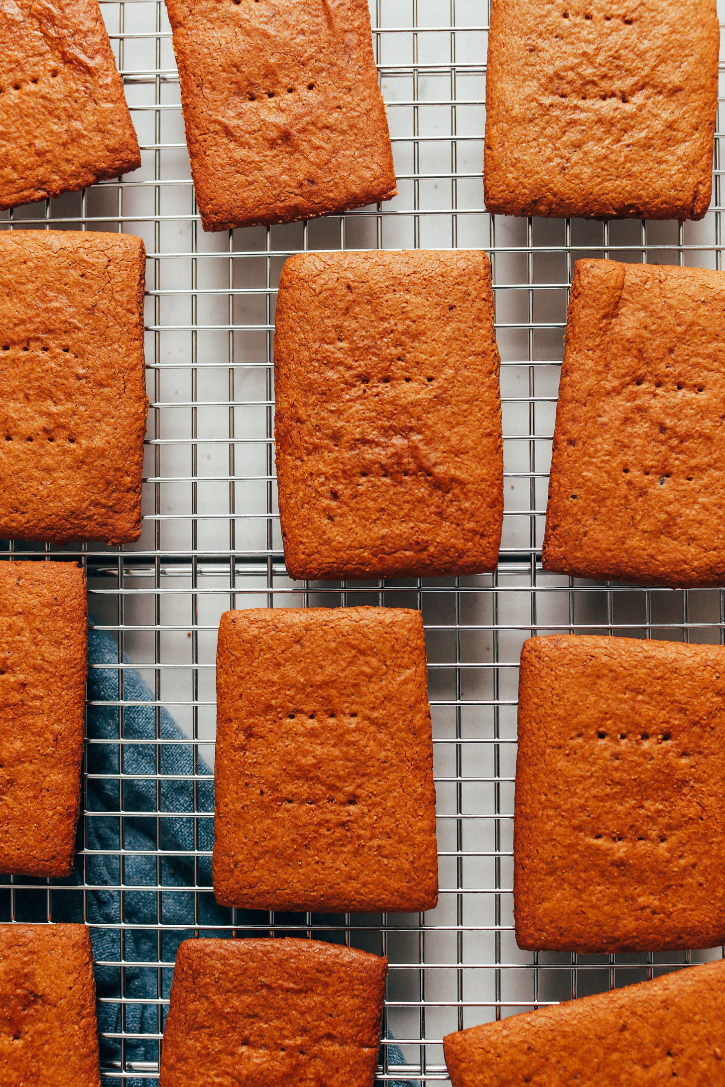 Gluten-free graham crackers on a cooling rack