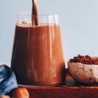 Glass of chocolate hazelnut milk
