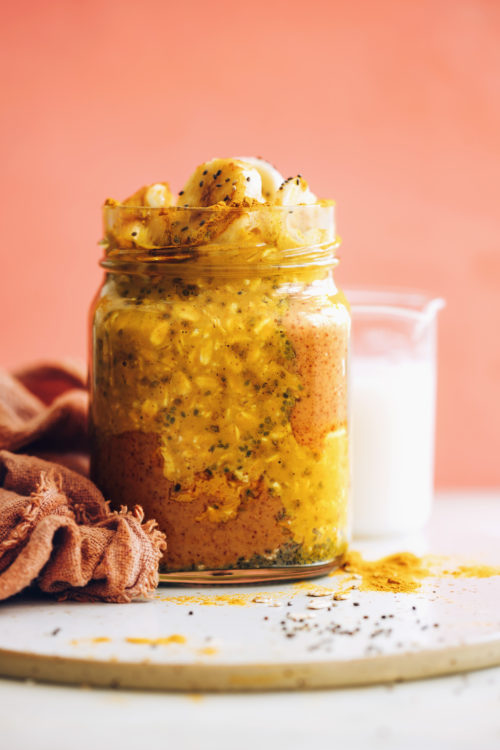 Jar of Golden Milk Overnight Oats