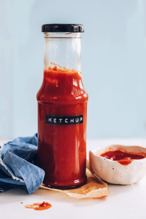 Jar of our homemade ketchup recipe
