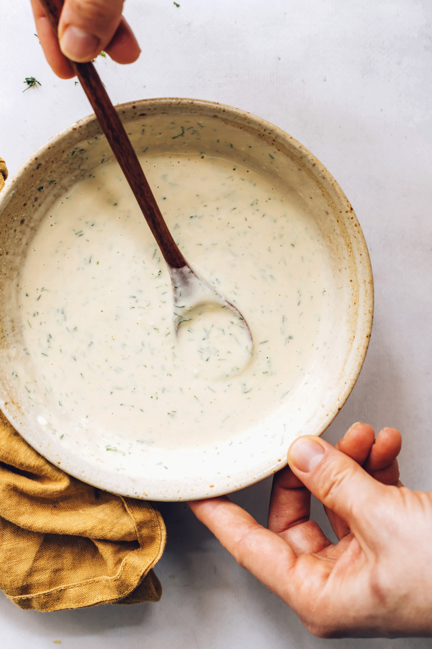 Bowl of garlic dill sauce