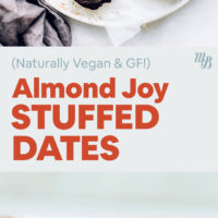 Plates of almond joy stuffed dates