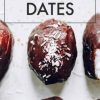Almond joy stuffed dates on a white background