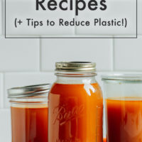 Jars of homemade vegetable broth