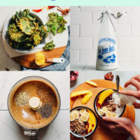 Collage of plant-based earth day recipes