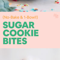 Stack of vegan and gluten-free no-bake sugar cookie bites