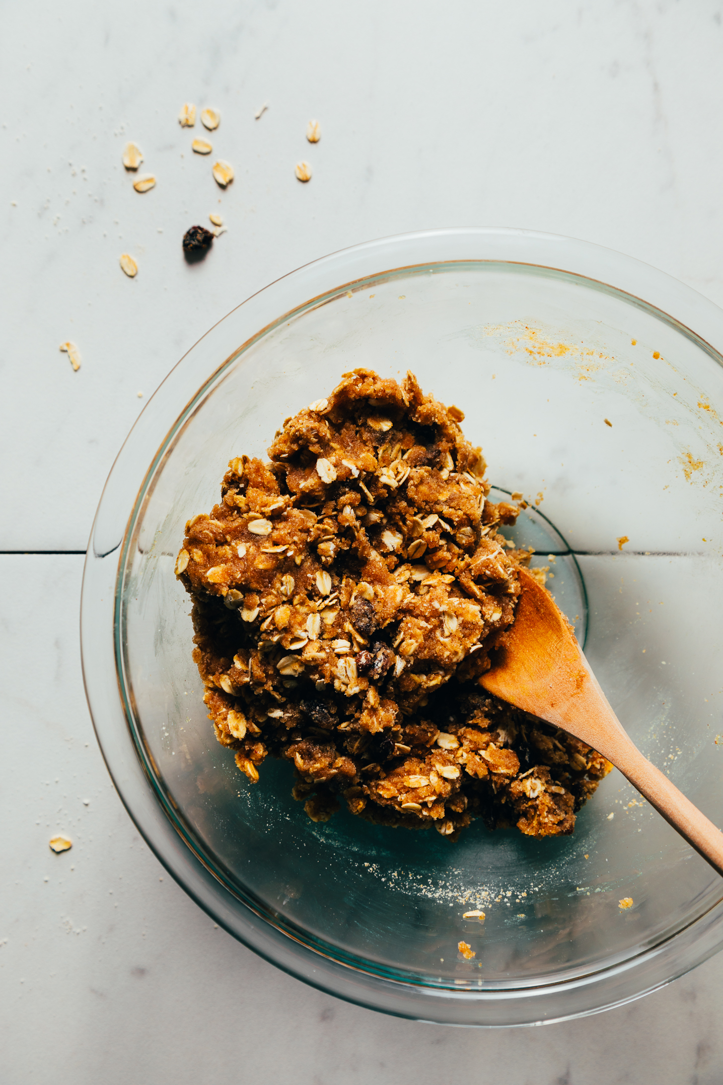 Bowl of vegan oatmeal cookie dough