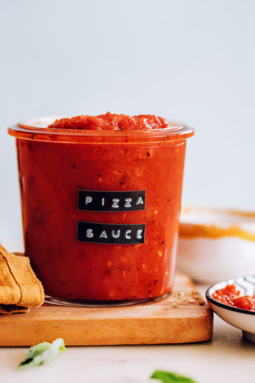 Jar of homemade pizza sauce