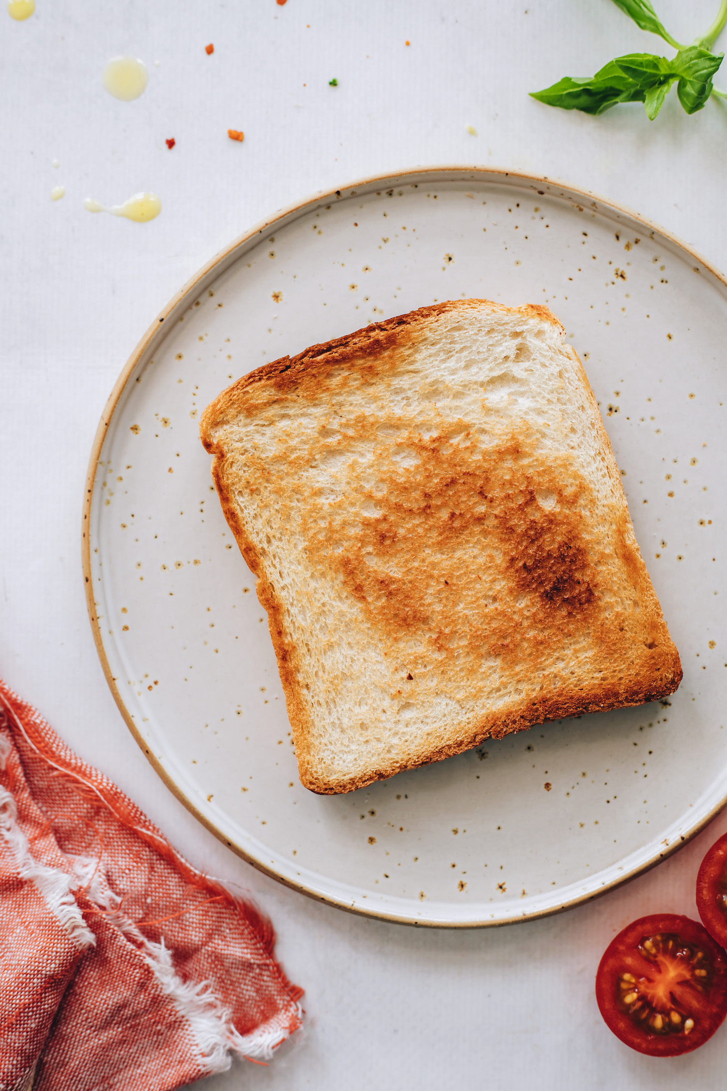 Perfectly toasted slice of bread on a plate