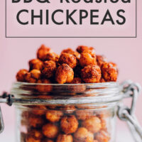 Jar of crispy bbq roasted chickpeas