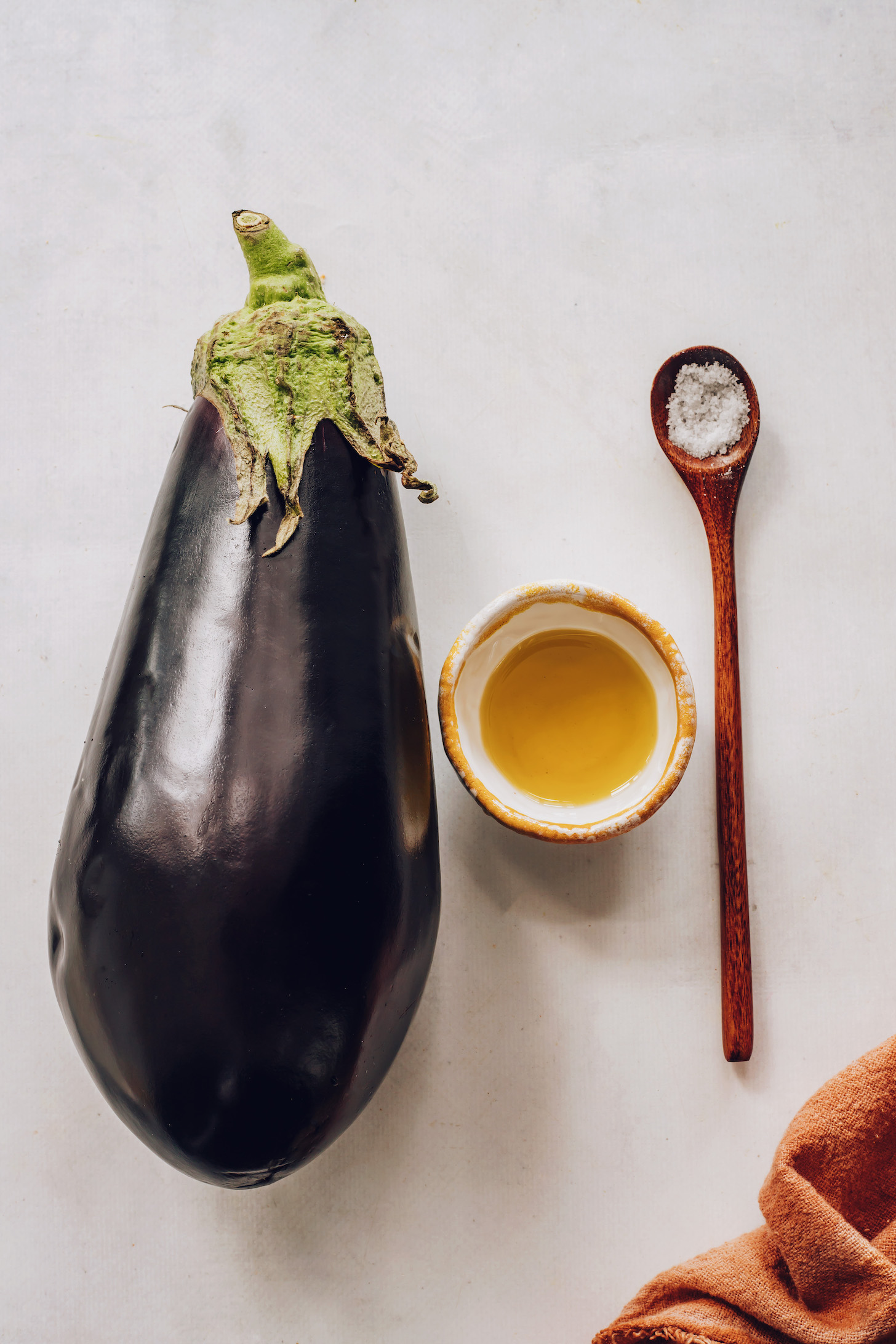 Eggplant, olive oil, and salt