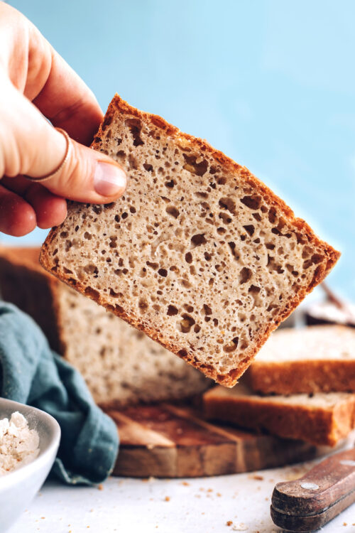 Picking up a slice of the best gluten-free bread