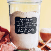 Pancake instructions on a jar of vegan pancake mix