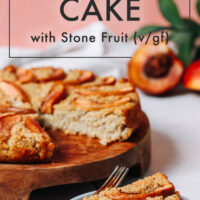 Plate and slice of vegan and gluten-free fluffy millet breakfast cake with a fork on the side