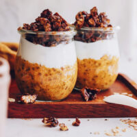 Two jars of pumpkin pie overnight oats