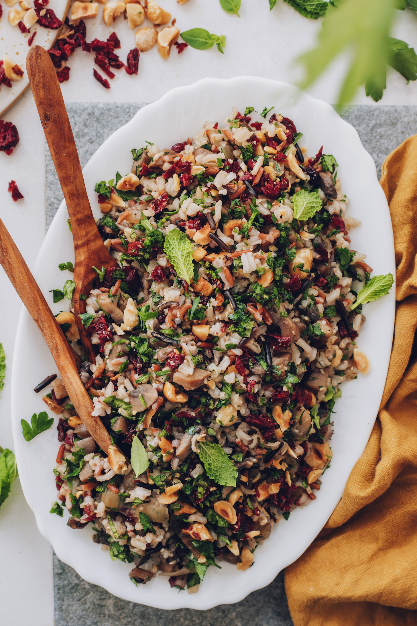 Platter of our mushroom wild rice salad