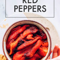 Bowl of roasted red peppers