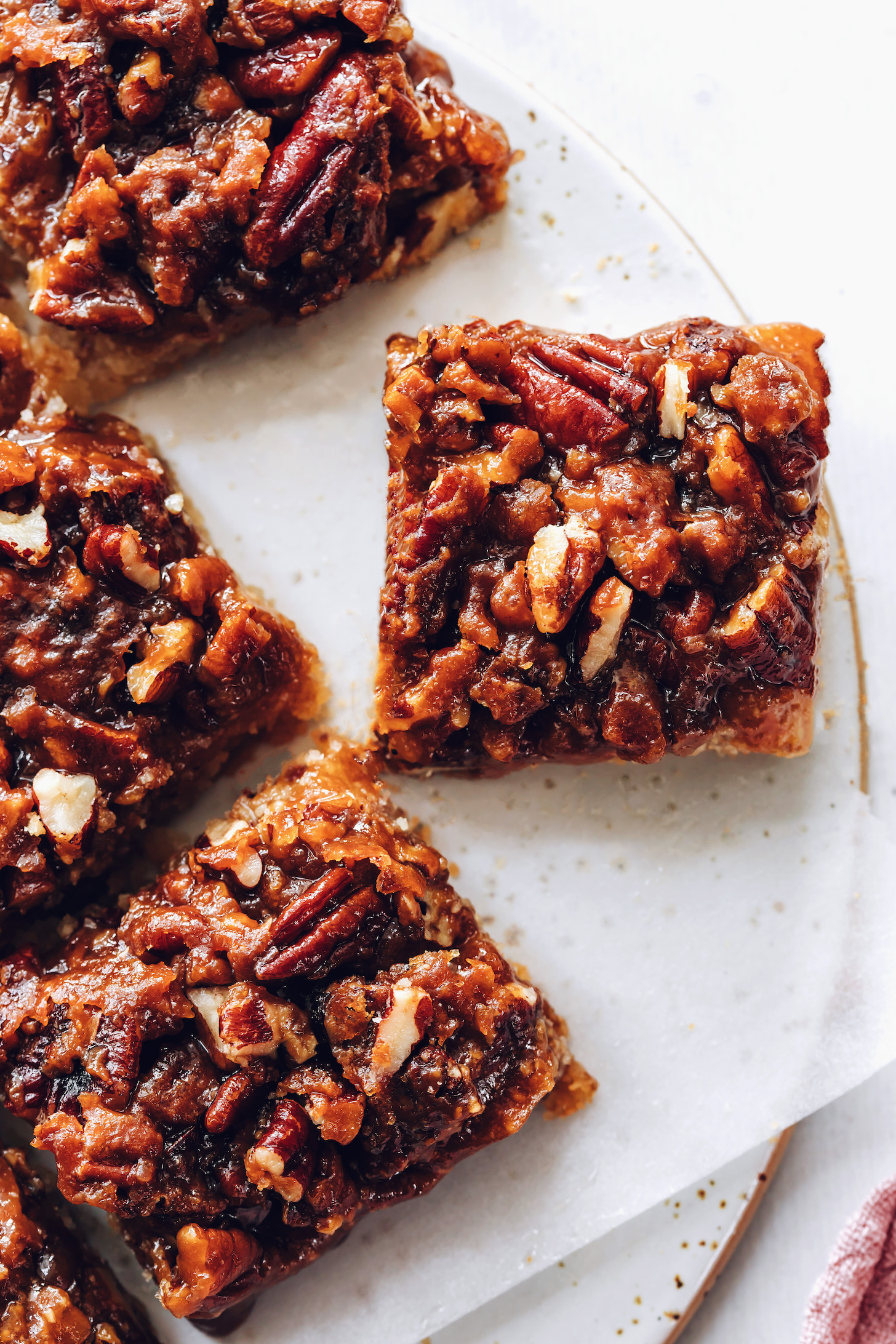 Overhead shot of vegan gluten-free pecan pie bars