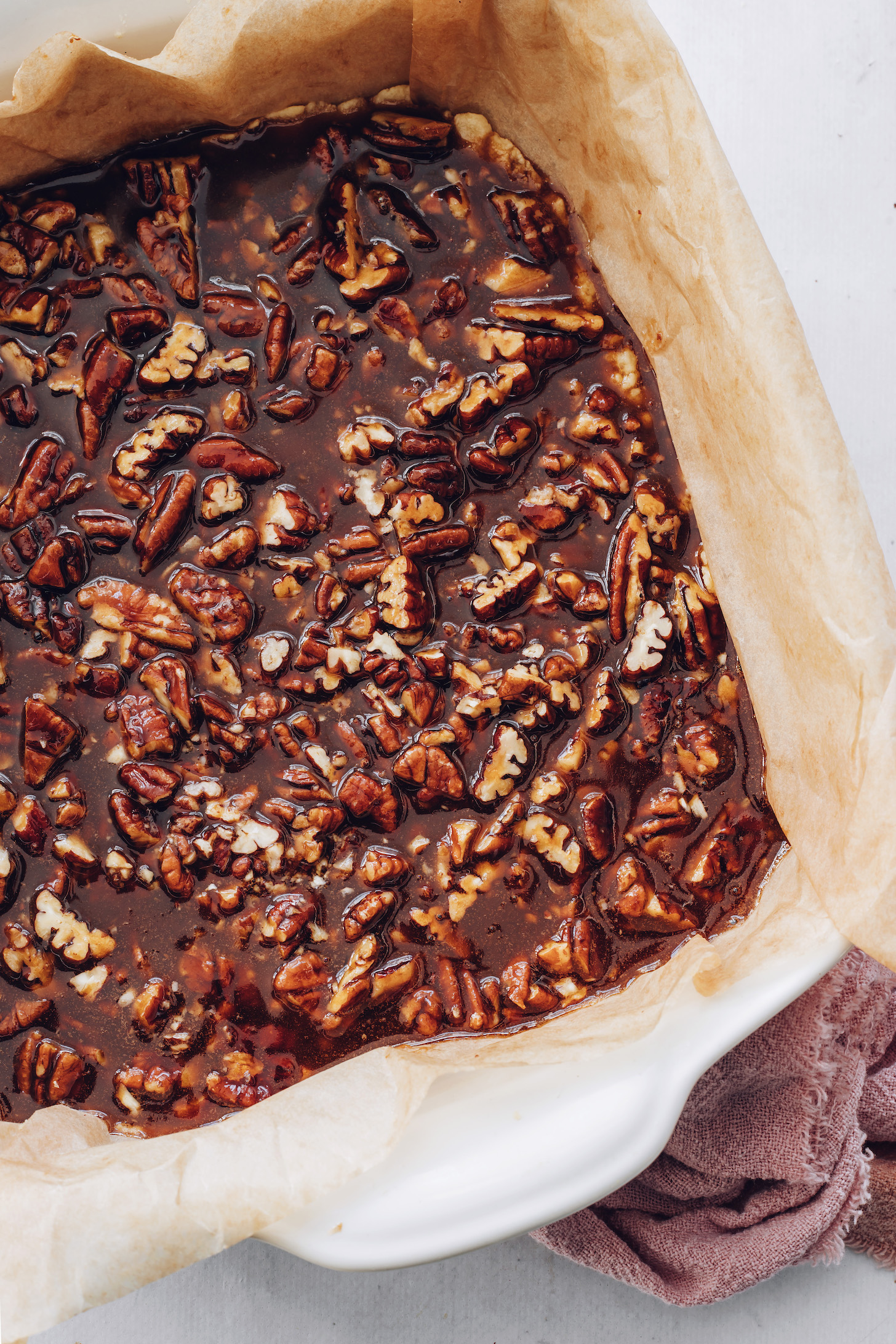 Pecan pie filling before baking