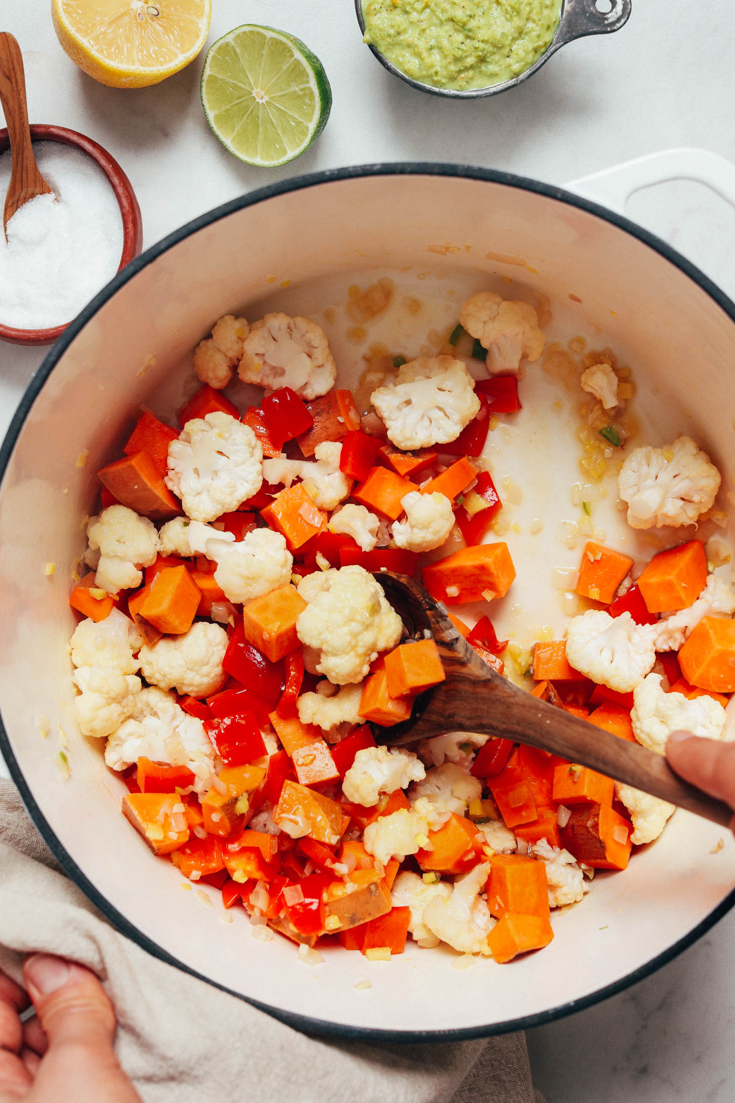 Sautéing vegetables in a Dutch oven