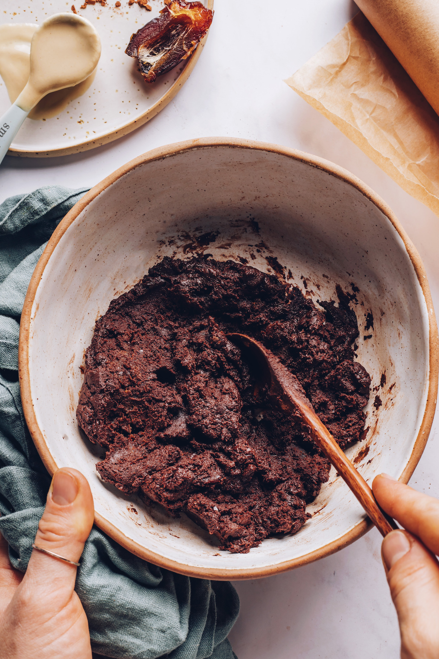 Mixing the Honey Mama's inspired chocolate in a bowl