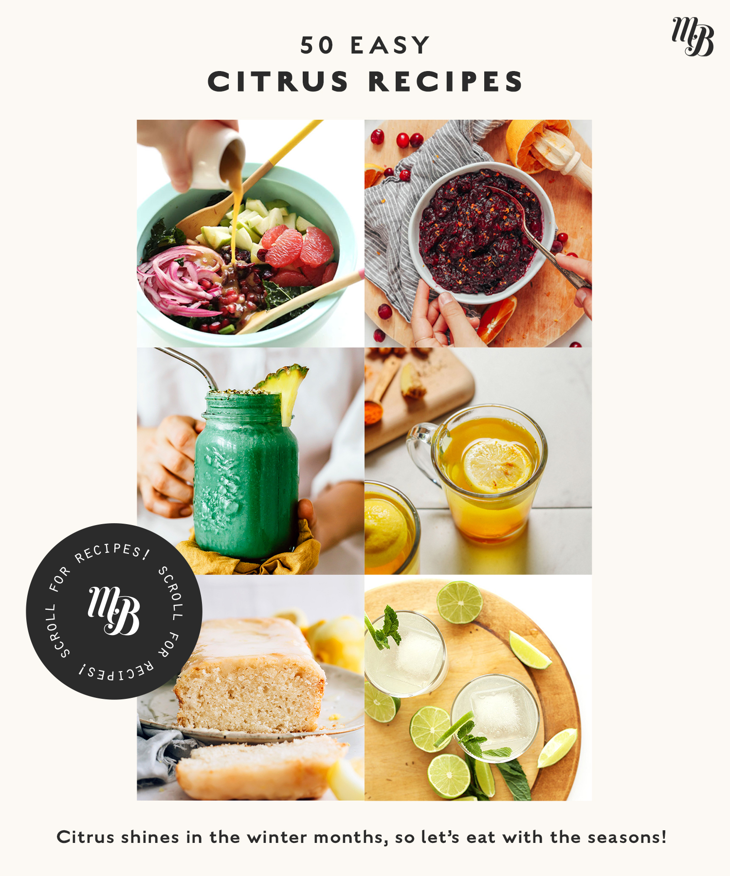Assortment of recipes made with citrus fruits