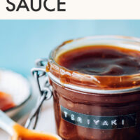 Jar of easy homemade gluten-free, naturally-sweetened teriyaki sauce