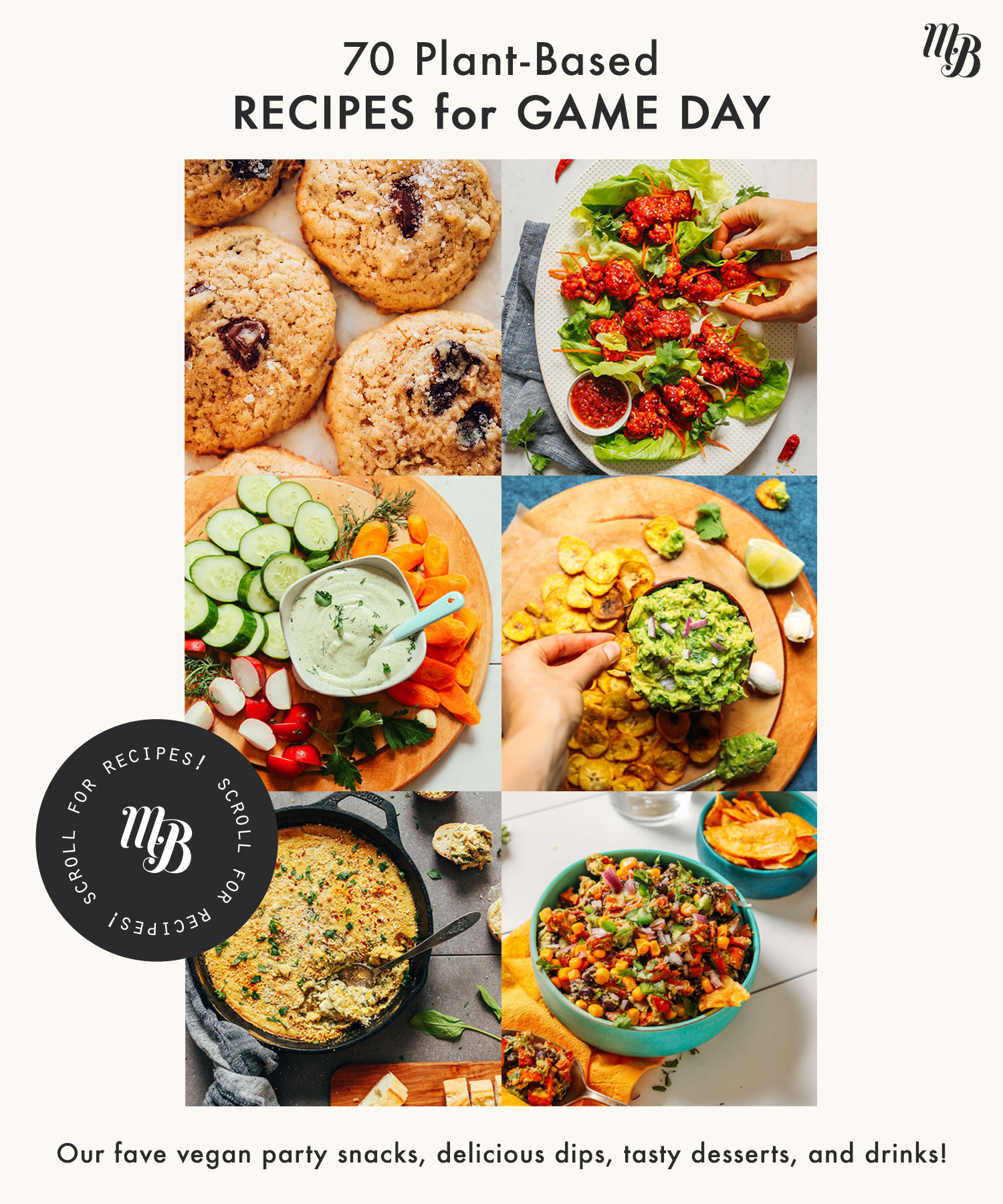 Assortment of vegan superbowl recipes