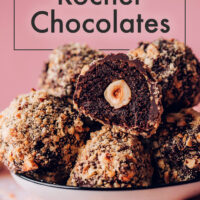 Stack of vegan and gluten-free ferrero rocher chocolates