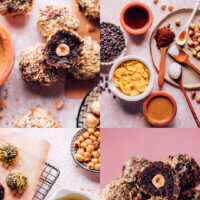 Photos of the process of making our homemade vegan and gluten-free Ferrero Rocher truffles