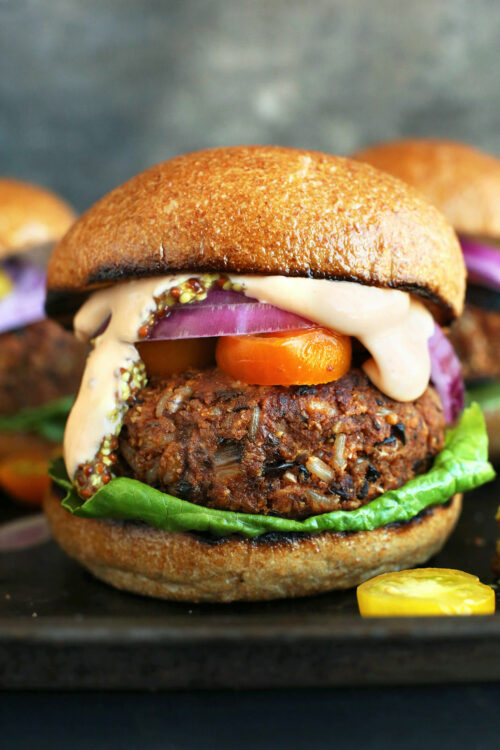A grillable veggie burger for our collection of vegan grilling and picnic recipes