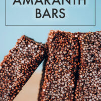Stack of vegan and gluten-free dark chocolate amaranth bars