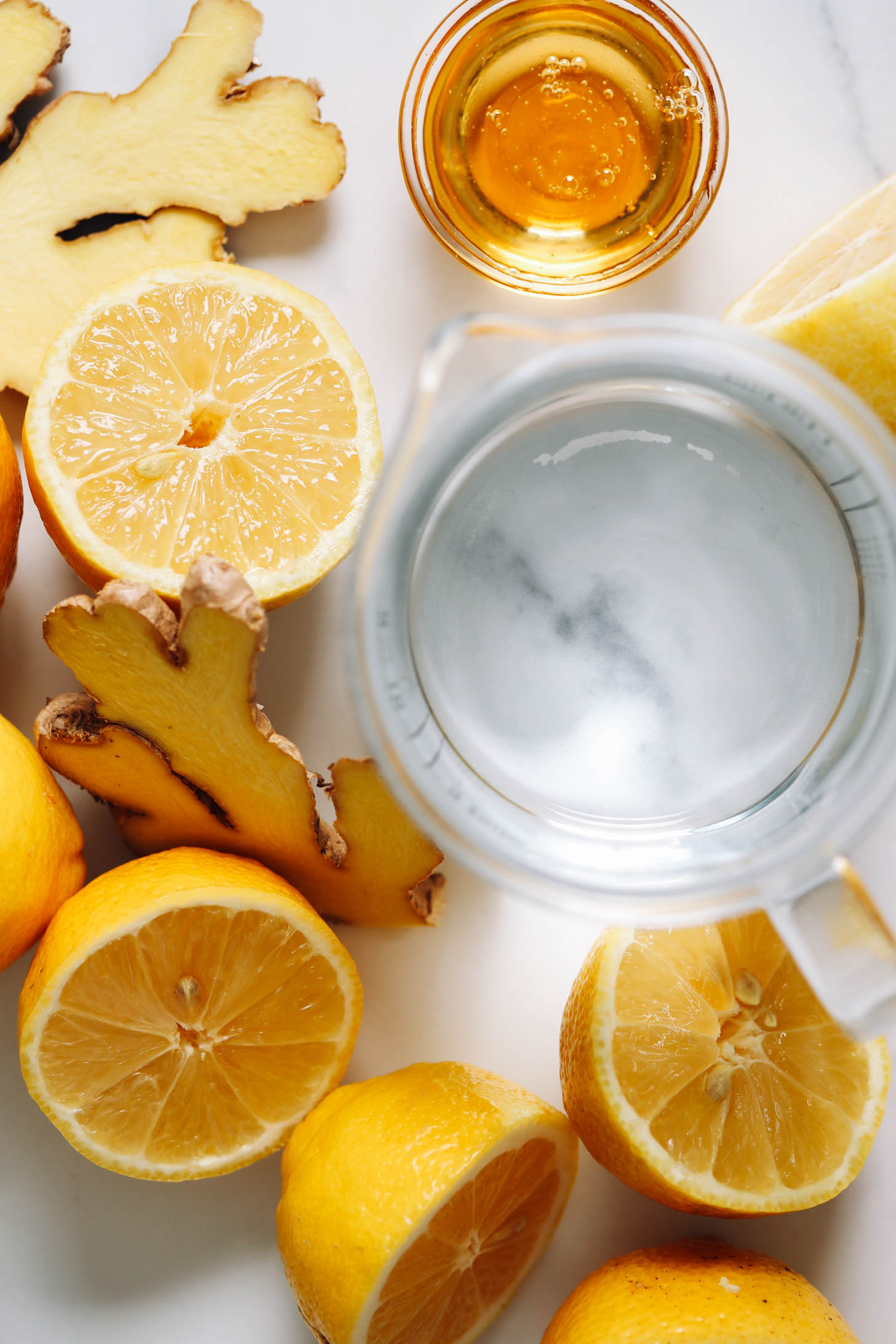 Lemons, ginger, agave, and water