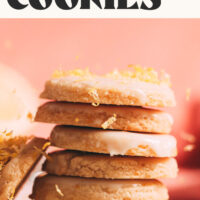 Stack of our easy vegan and gluten-free lemon cookies on a plate
