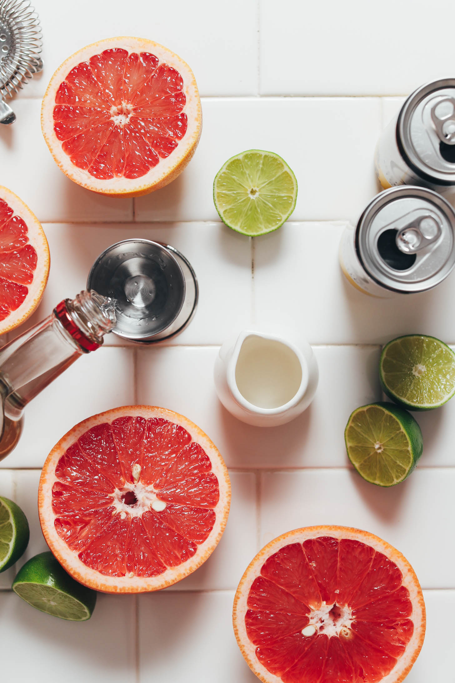 Grapefruits, limes, vodka, triple sec, and tonic water