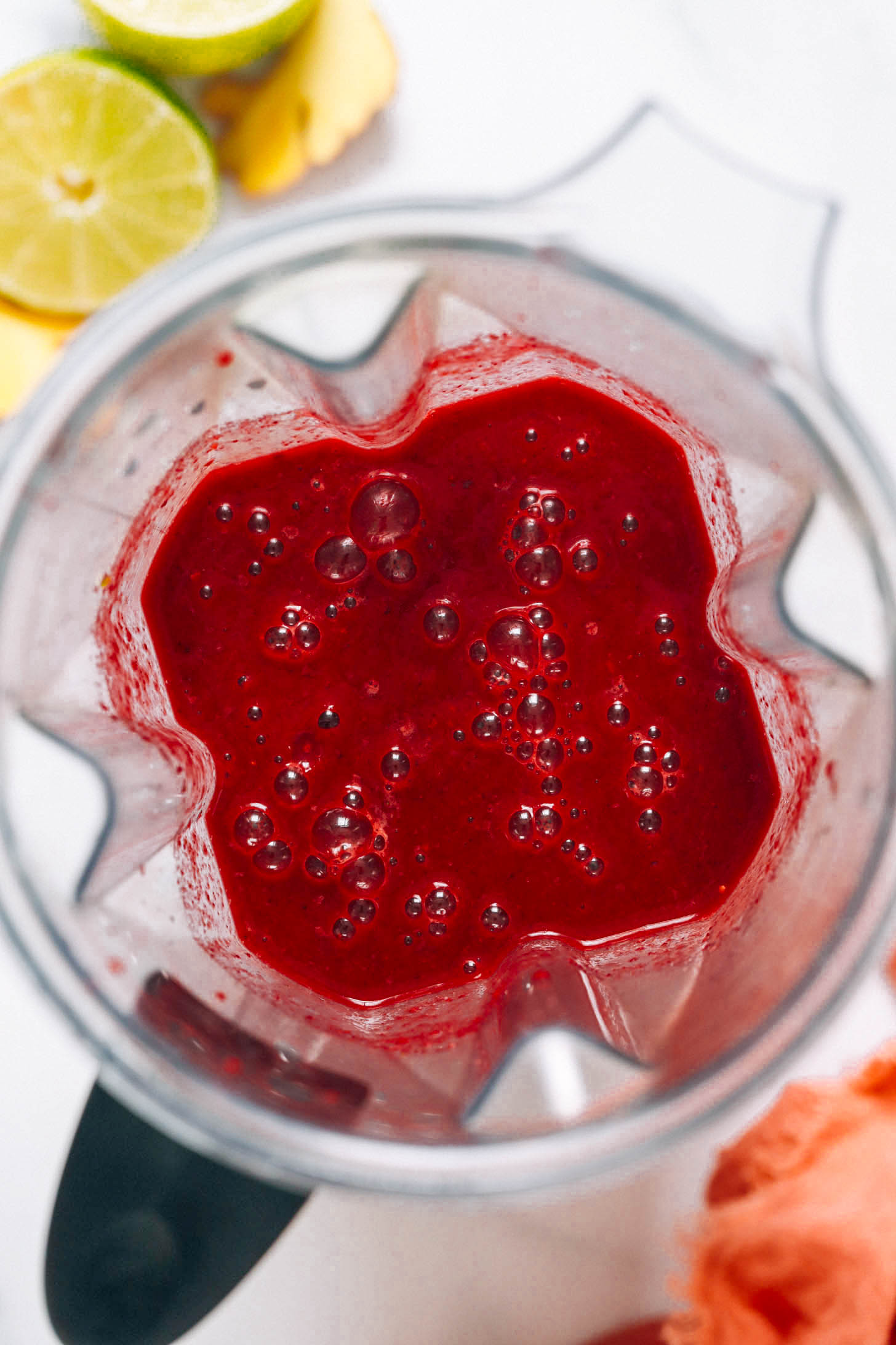 Blender with mango beet smoothie
