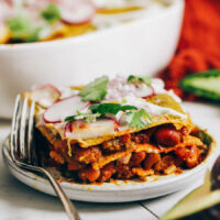 Plate of our green enchilada bake recipe