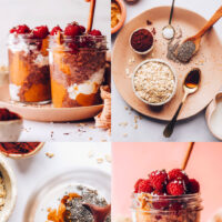 Photos of the process of making our easy chocolate overnight oats recipe
