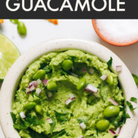 Bowl of the best vegan and gluten-free edamame guacamole
