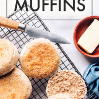 Cooling rack of vegan and gluten-free english muffins