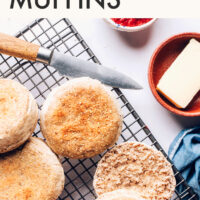 Cooling rack of vegan and gluten-free english muffins