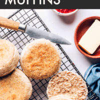 Cooling rack of vegan and gluten-free english muffins